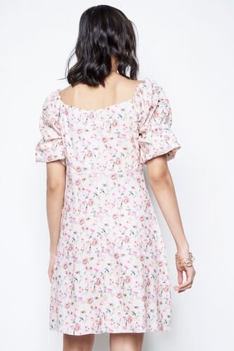 Cream And Red Floral Flared Dress, Cream, image 6